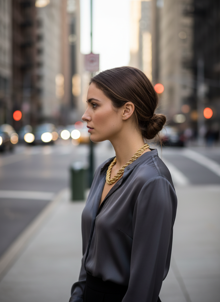 TWIST Chunky Gold Chain Long Necklace