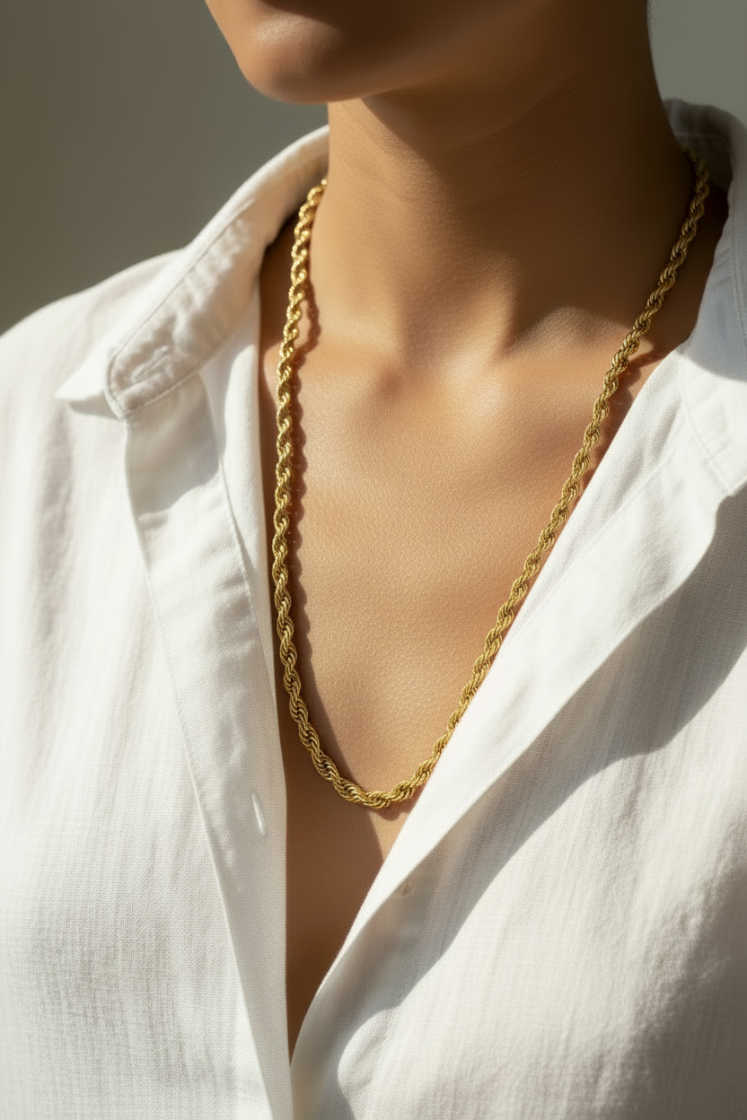 TWIST Chunky Gold Chain Long Necklace