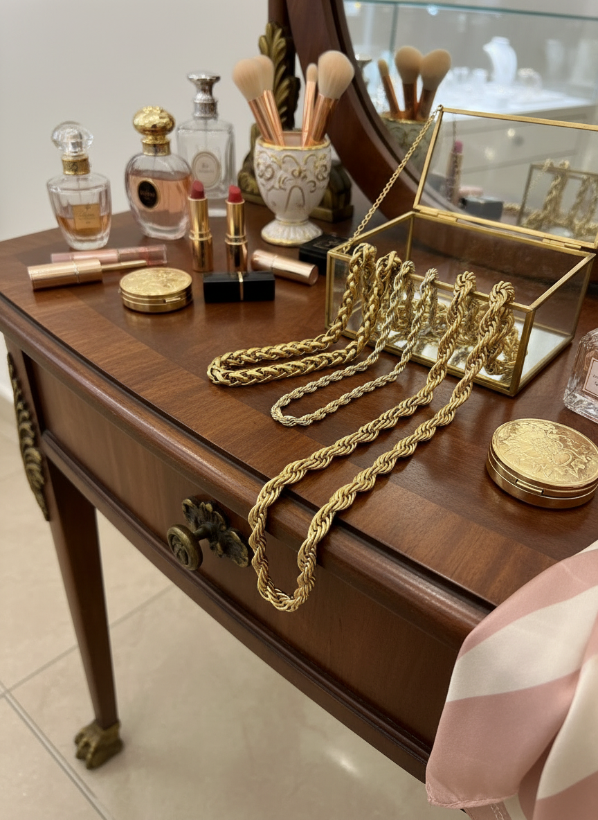 TWIST Chunky Gold Chain Long Necklace