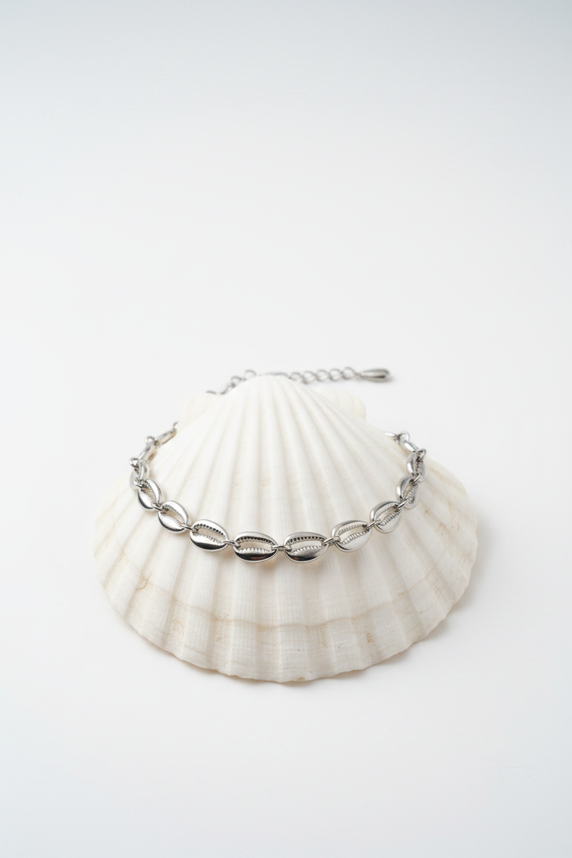 SHELLS silver anklet