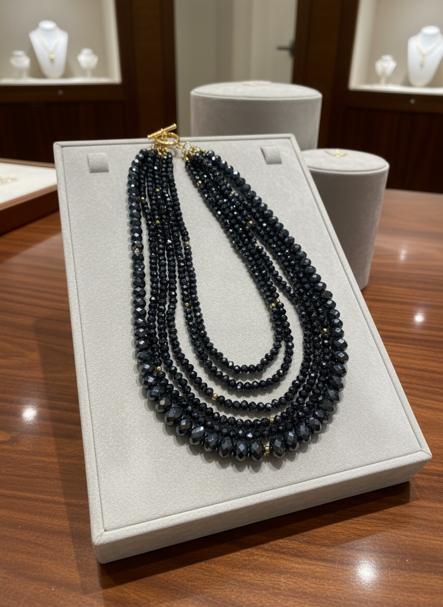 OH SO CHIC multistrand blue black crystal necklace