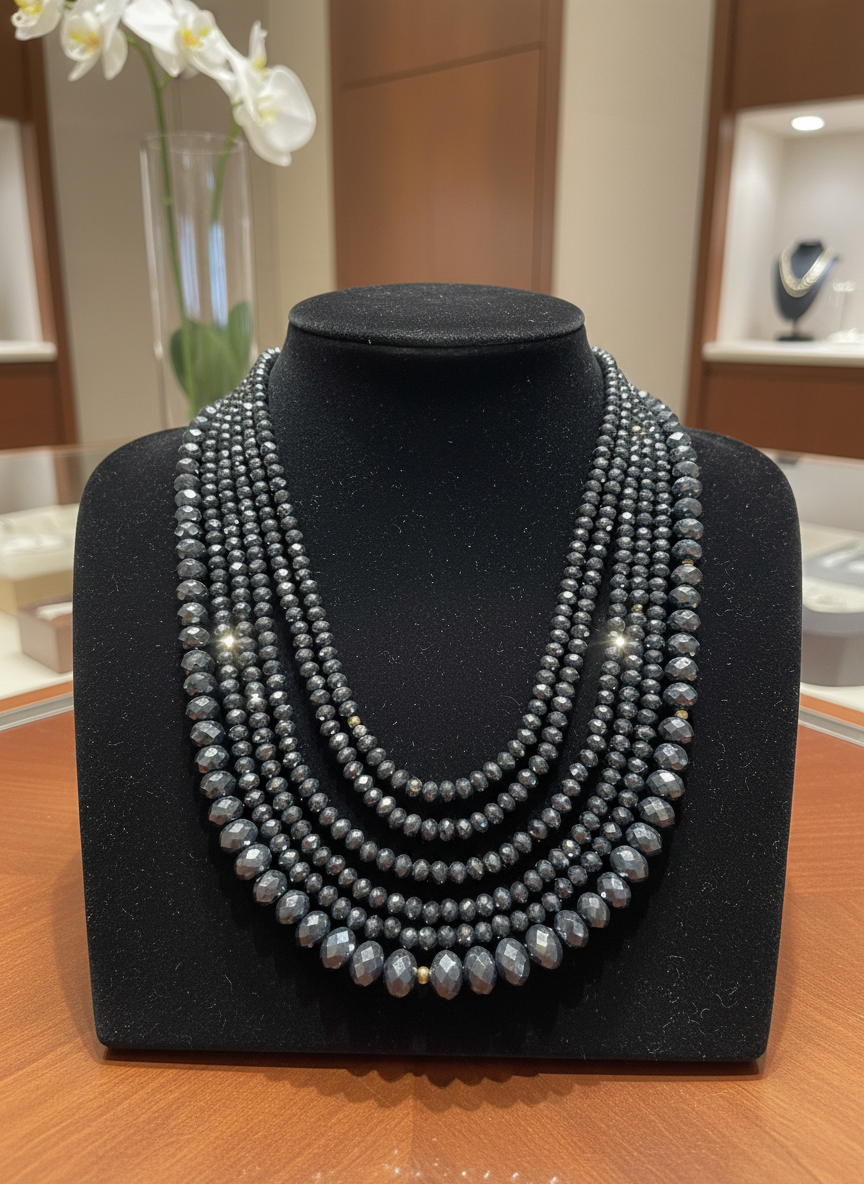 OH SO CHIC multistrand blue black crystal necklace