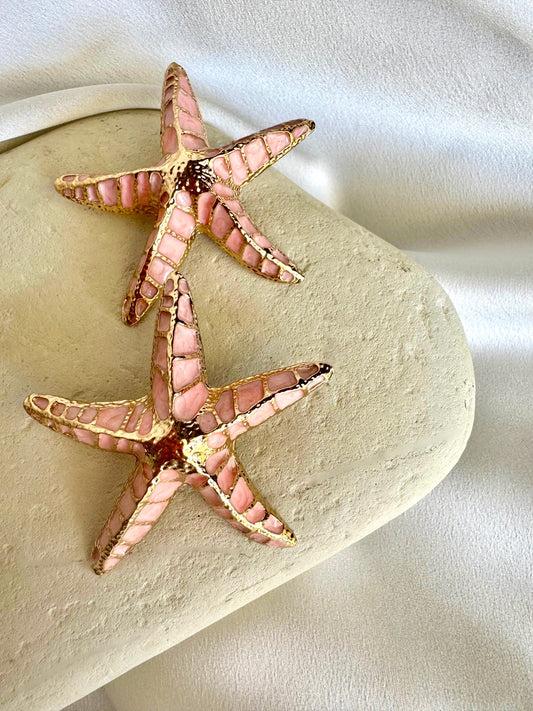 STARFISH XL gold plated stainless steel earrings Pink