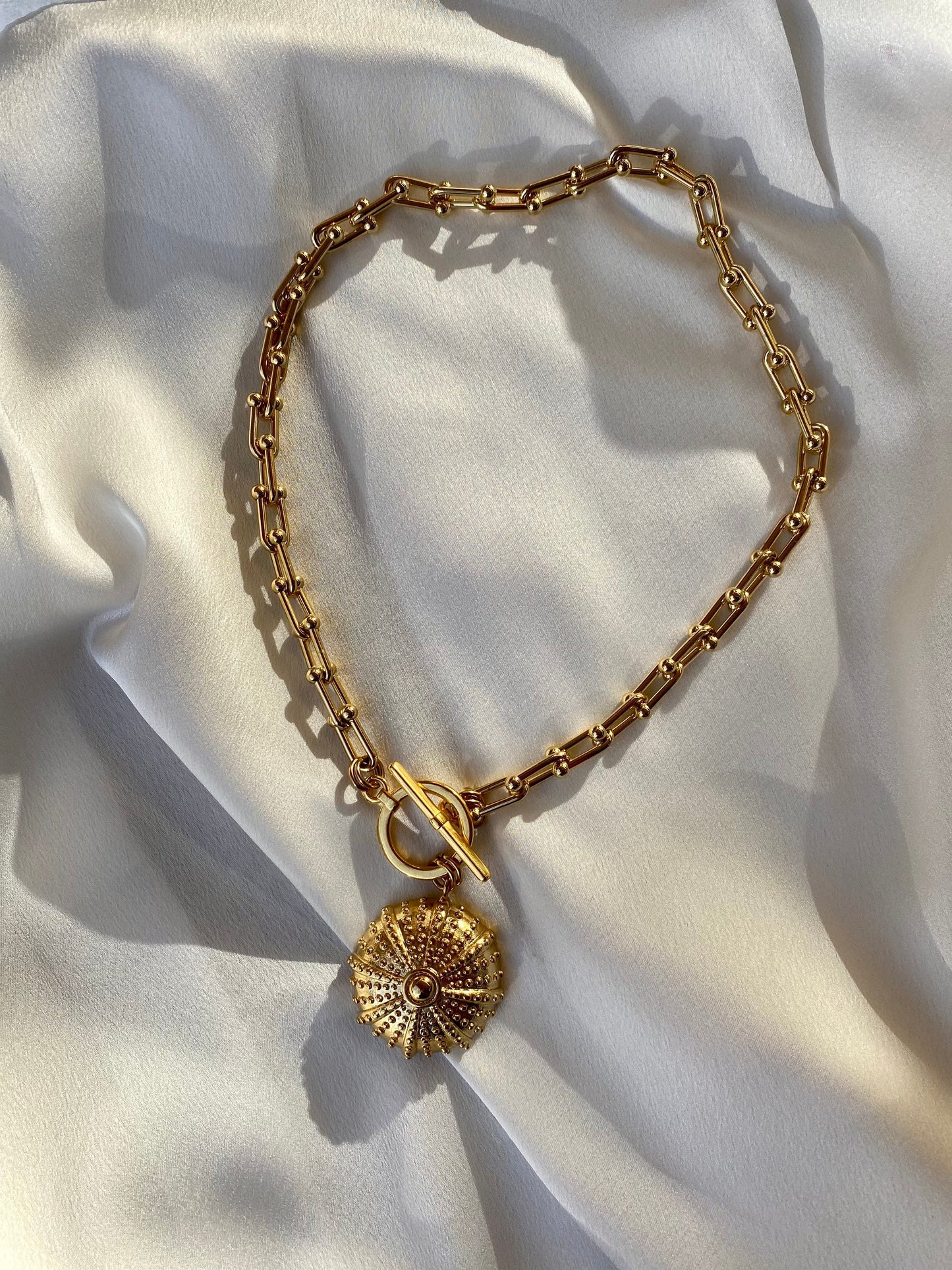SEA URCHIN necklace with 24K gold plated chain and sea urchin pendant
