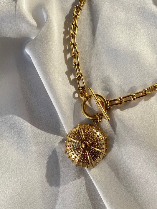 SEA URCHIN necklace with 24K gold plated chain and sea urchin pendant
