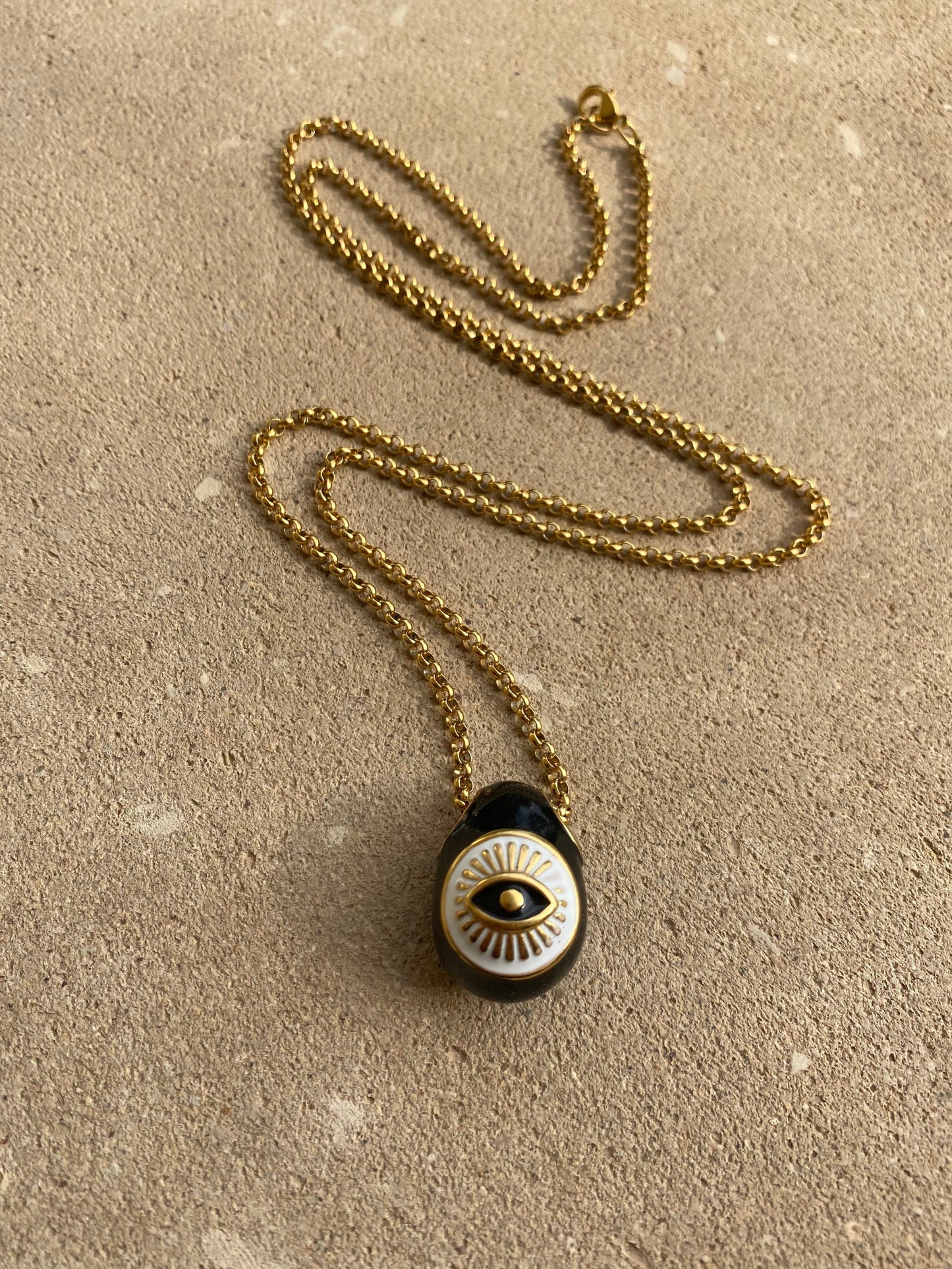 EVIL EYE EGG stainless steel long necklace