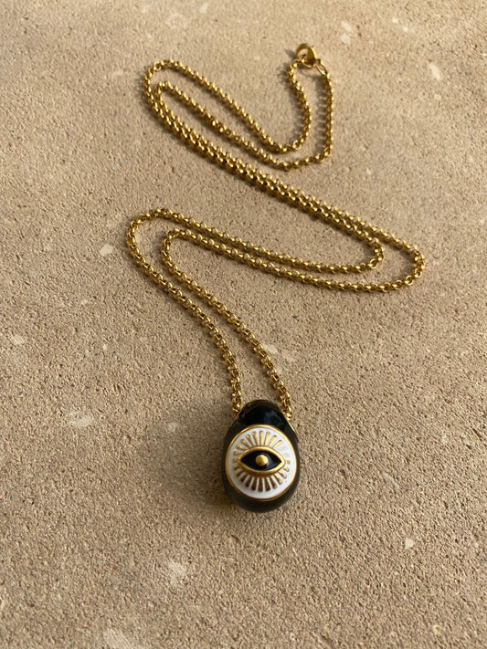 EVIL EYE EGG stainless steel long necklace