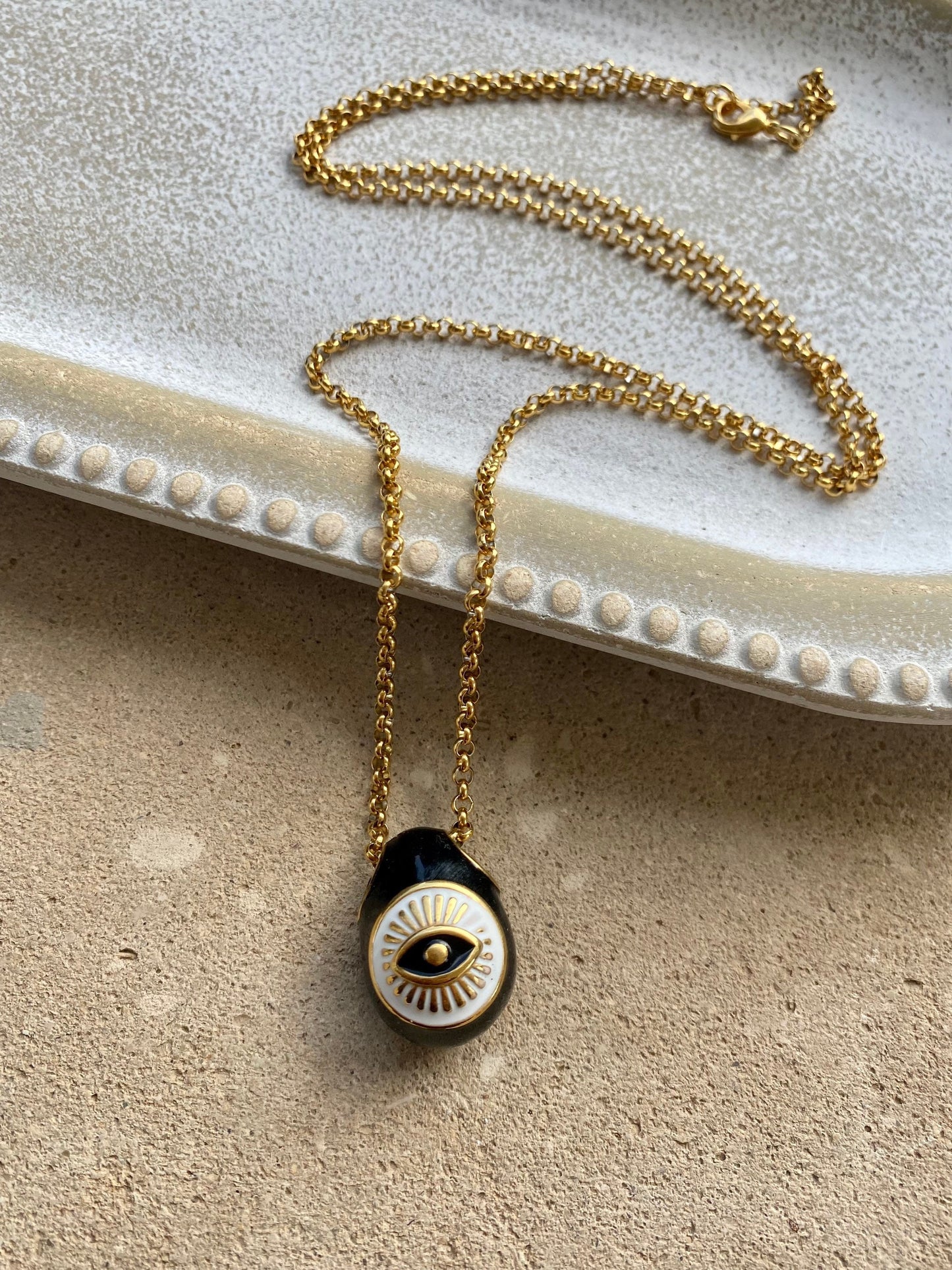 EVIL EYE EGG stainless steel long necklace