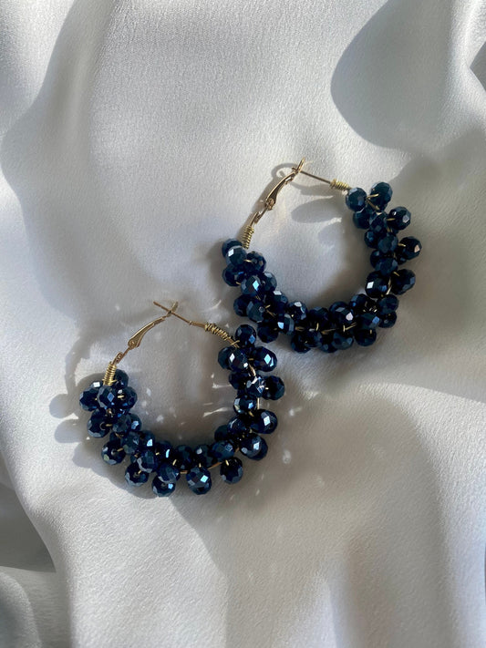 EILEEN blue black crystal earrings